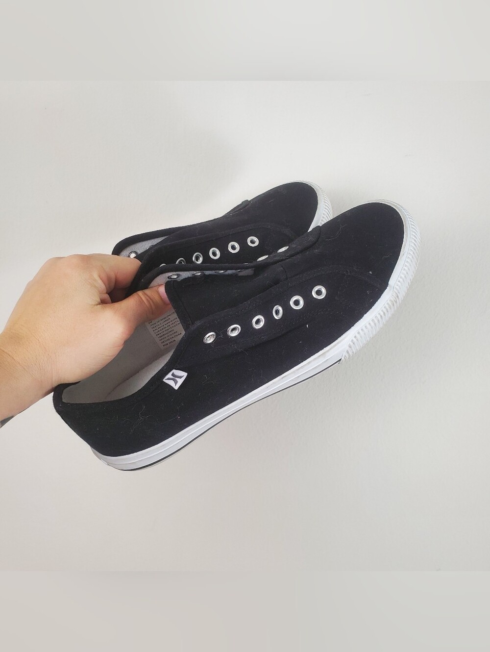 Hurley Black Slip-On Canvas Sneakers with White Sole Womens Size 9M